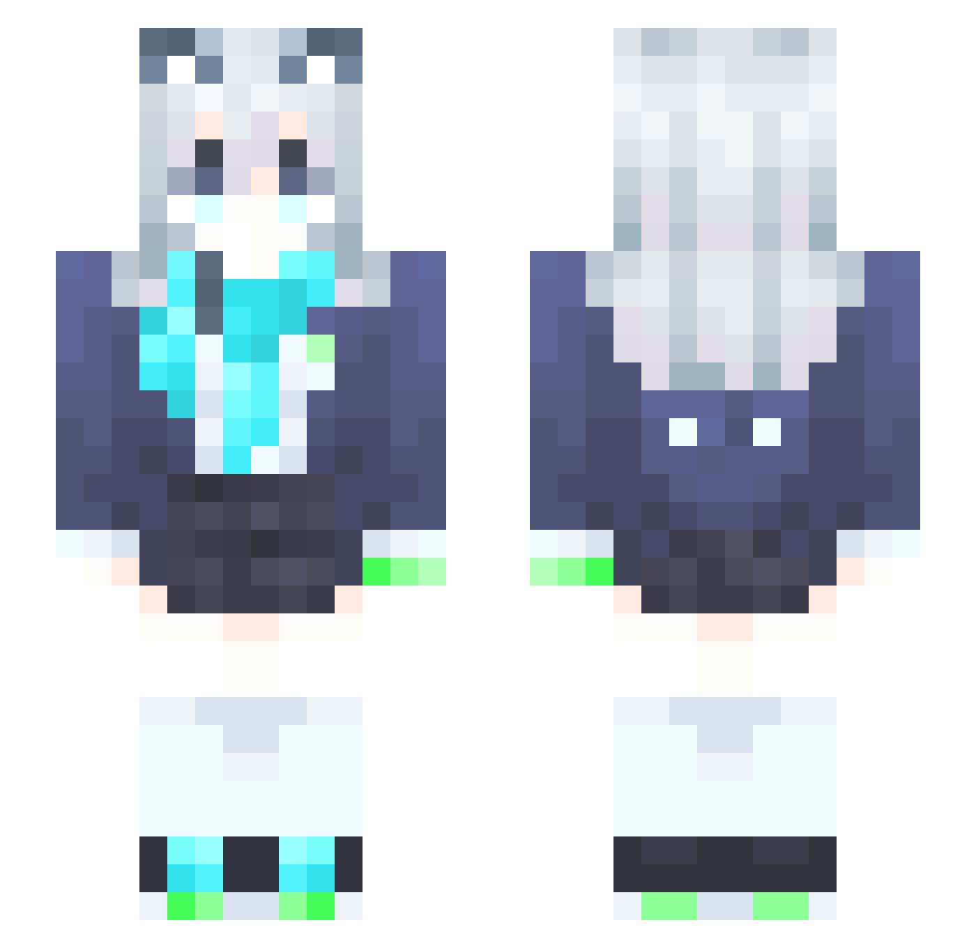 nucm Minecraft skin, front and back view