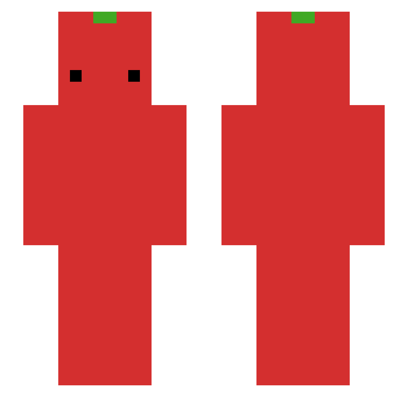 Klokzs Minecraft skin, front and back view