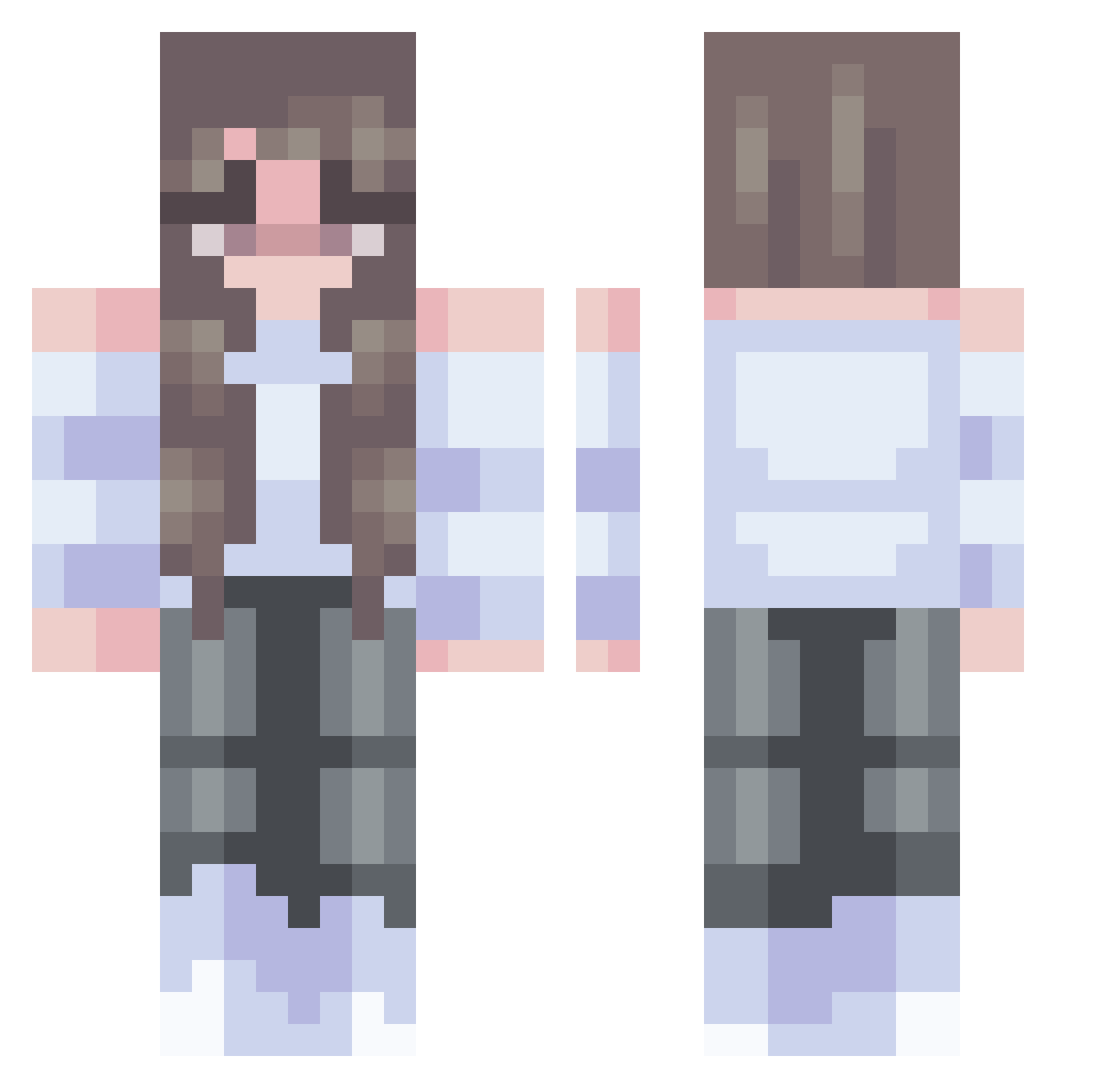 QuickToggles Minecraft skin, front and back view