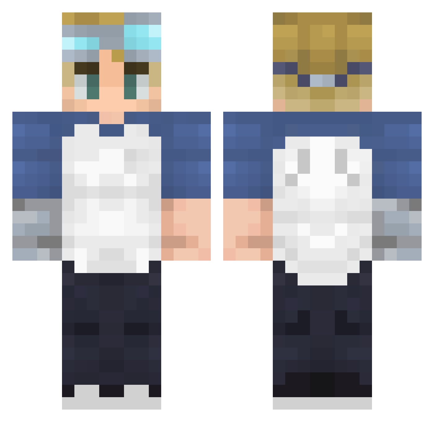 Guiaui7 Minecraft skin, front and back view