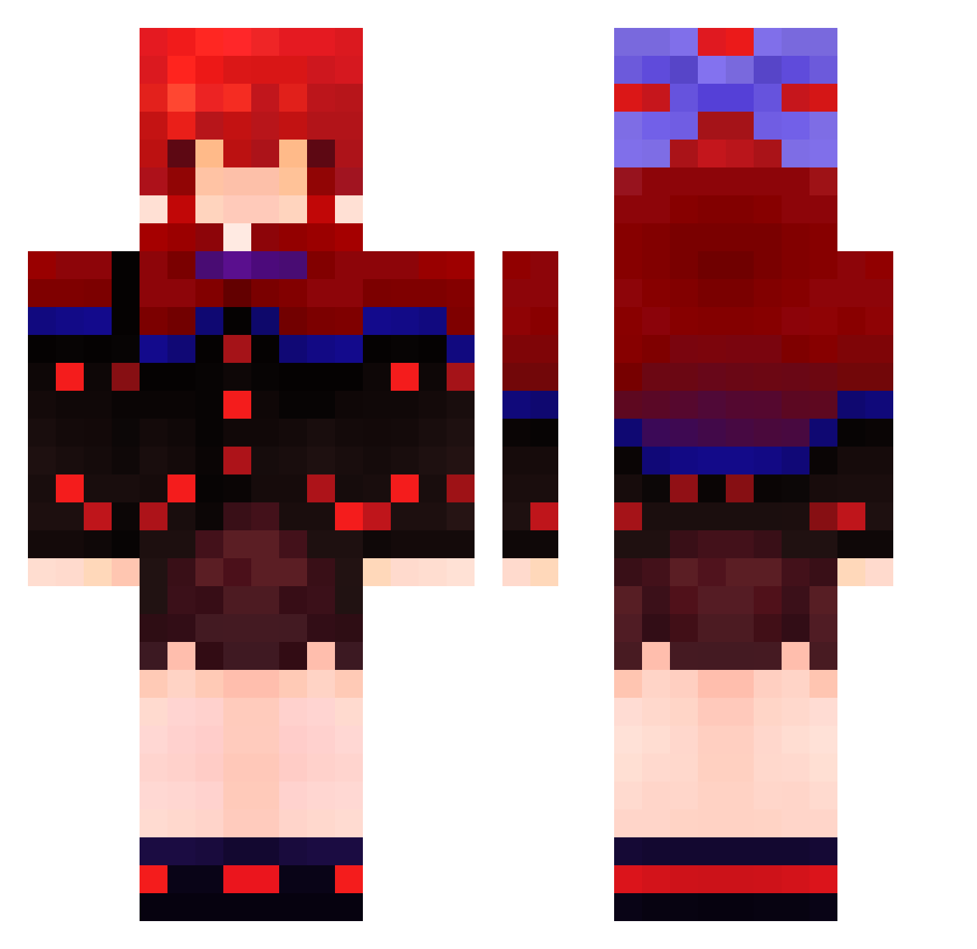 Exergonic Minecraft skin, front and back view