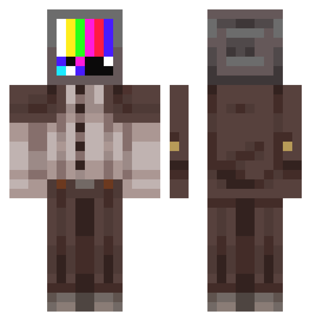 QuantumRizzics Minecraft skin, front and back view