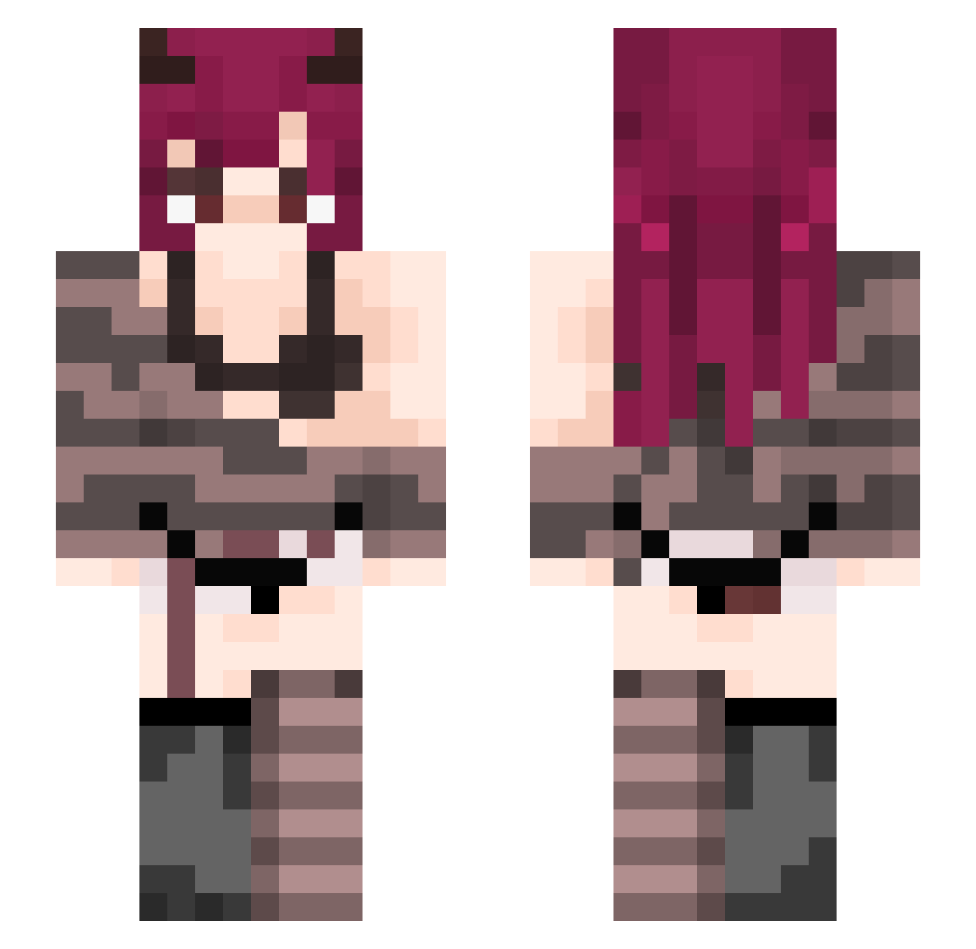 Univers51 Minecraft skin, front and back view