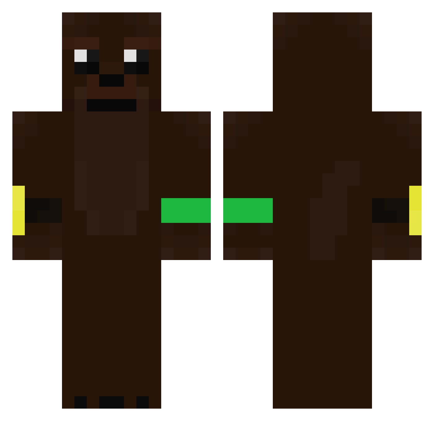 Miner7335 Minecraft skin, front and back view