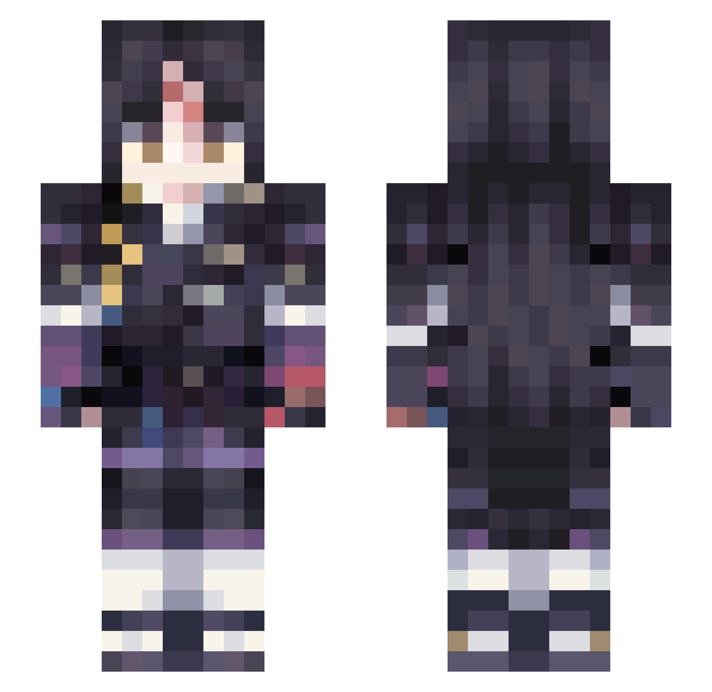 _jj002 Minecraft skin, front and back view