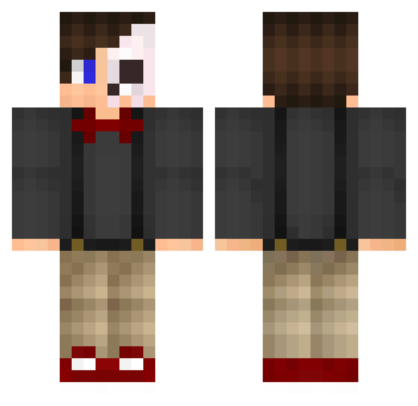 unwelcoming Minecraft skin, front and back view