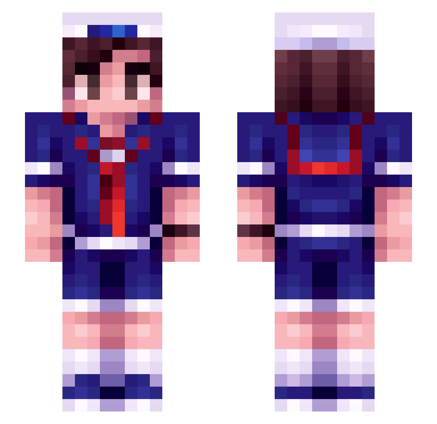 Kz1q Minecraft skin, front and back view