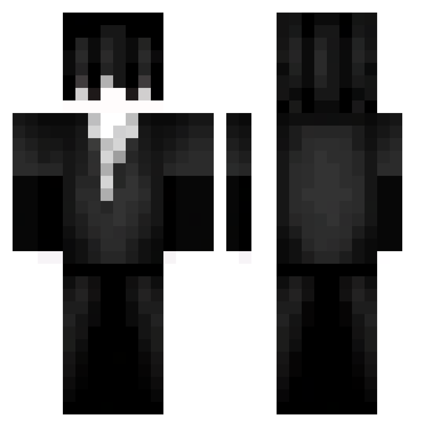 Burstys Minecraft skin, front and back view