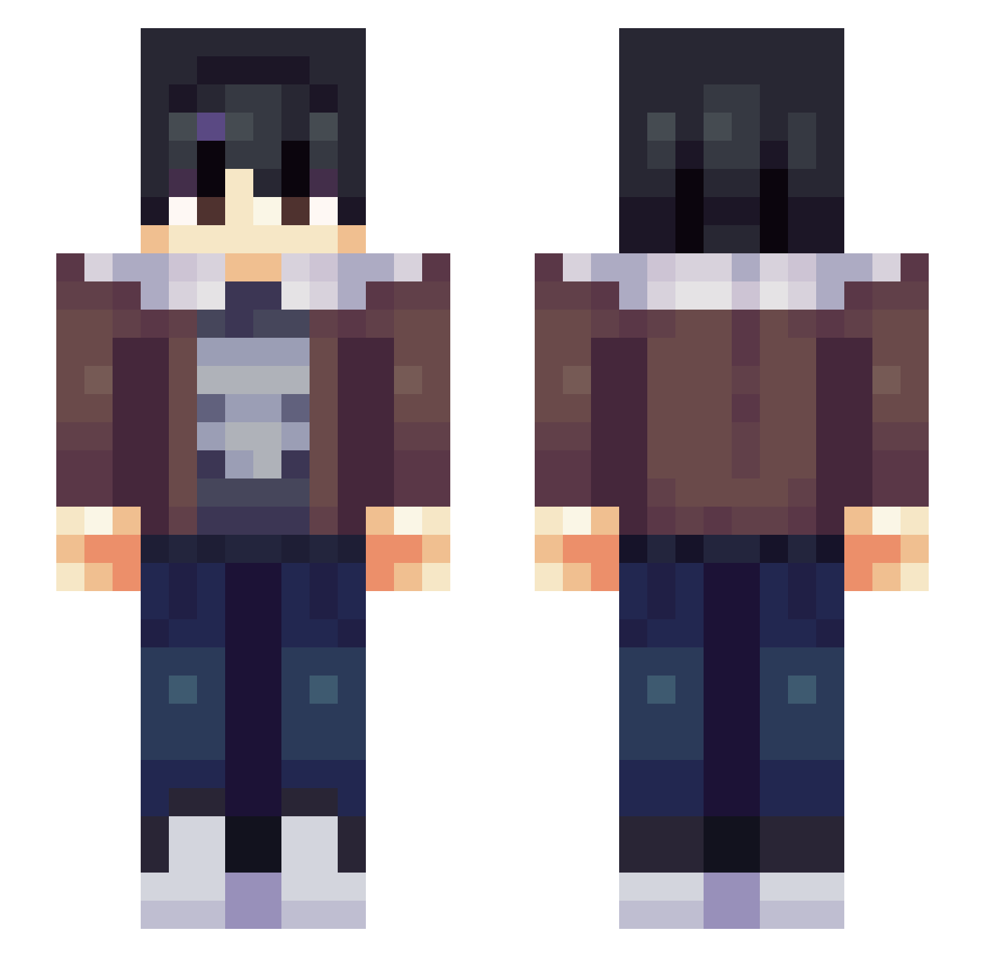 Weldel Minecraft skin, front and back view