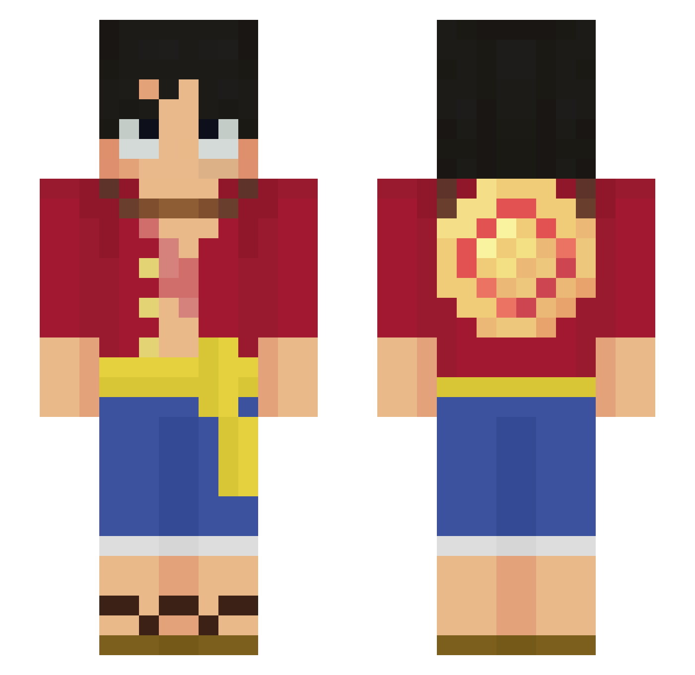 Zweilos Minecraft skin, front and back view