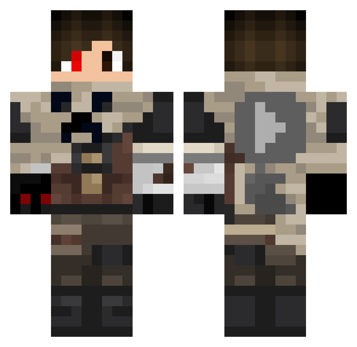 WhoAmItho Minecraft skin, front and back view