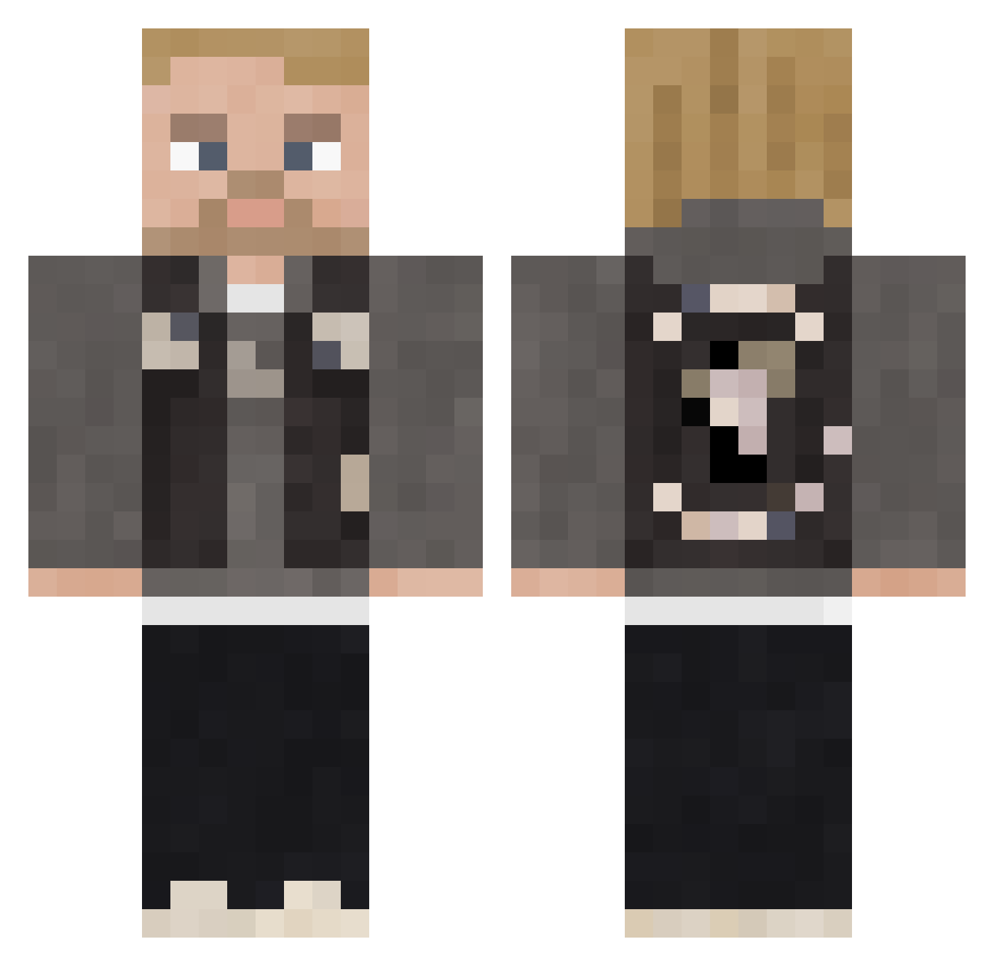 Unaicraft Minecraft skin, front and back view