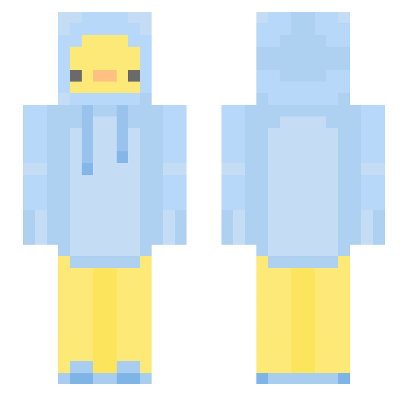 gragxs Minecraft skin, front and back view