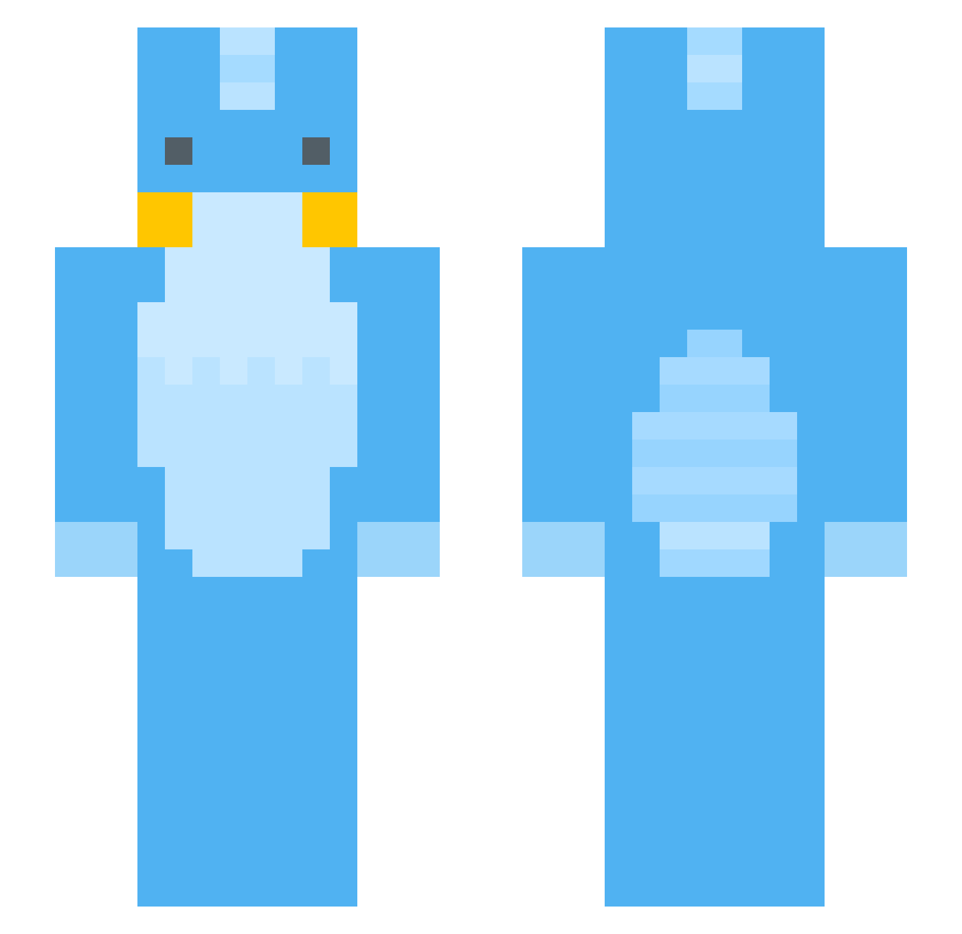 Sly124 Minecraft skin, front and back view