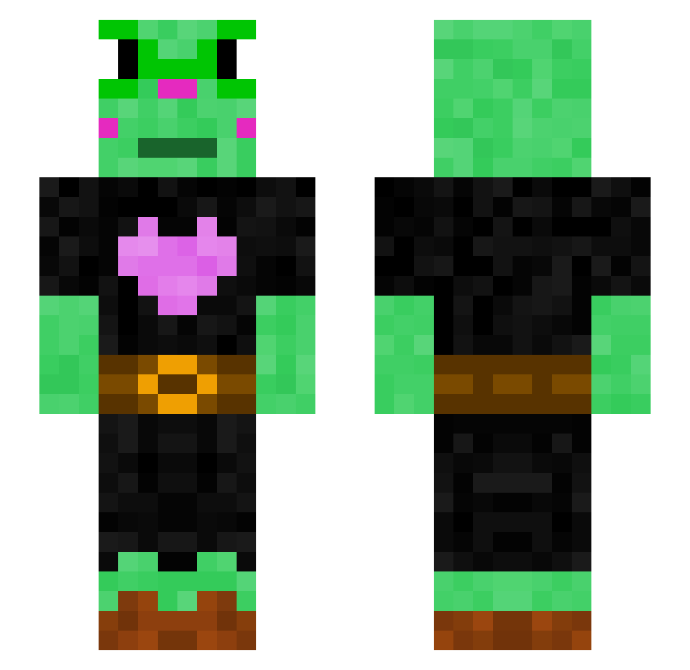 Zendeli Minecraft skin, front and back view
