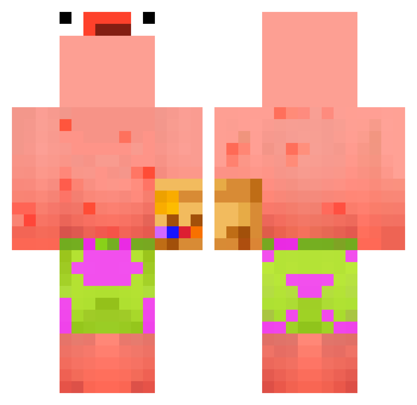 K000000u Minecraft skin, front and back view
