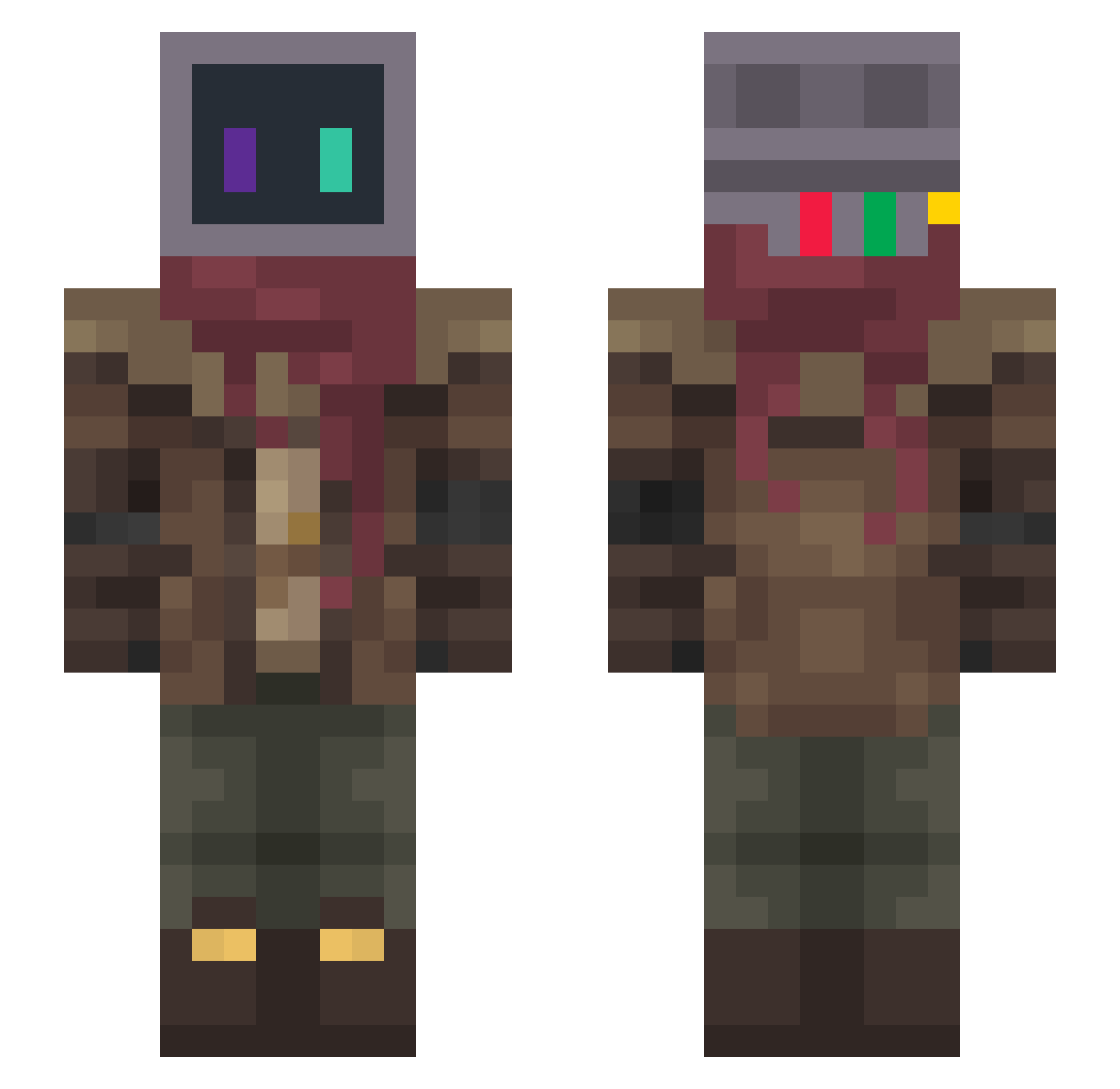 xaltrea Minecraft skin, front and back view