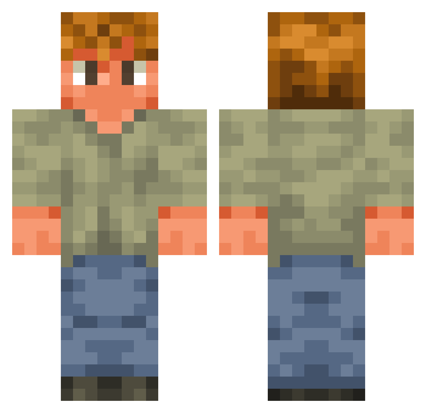 Taeggg Minecraft skin, front and back view