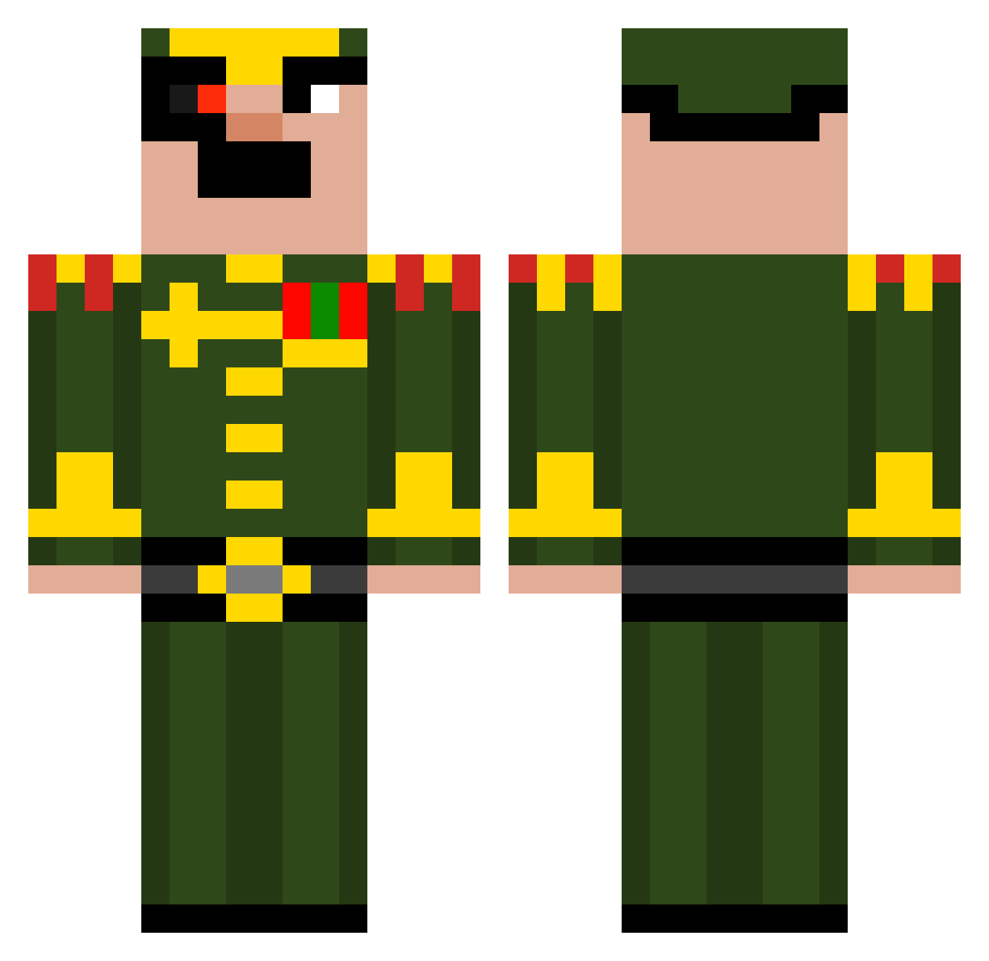 LordHamburgers Minecraft skin, front and back view