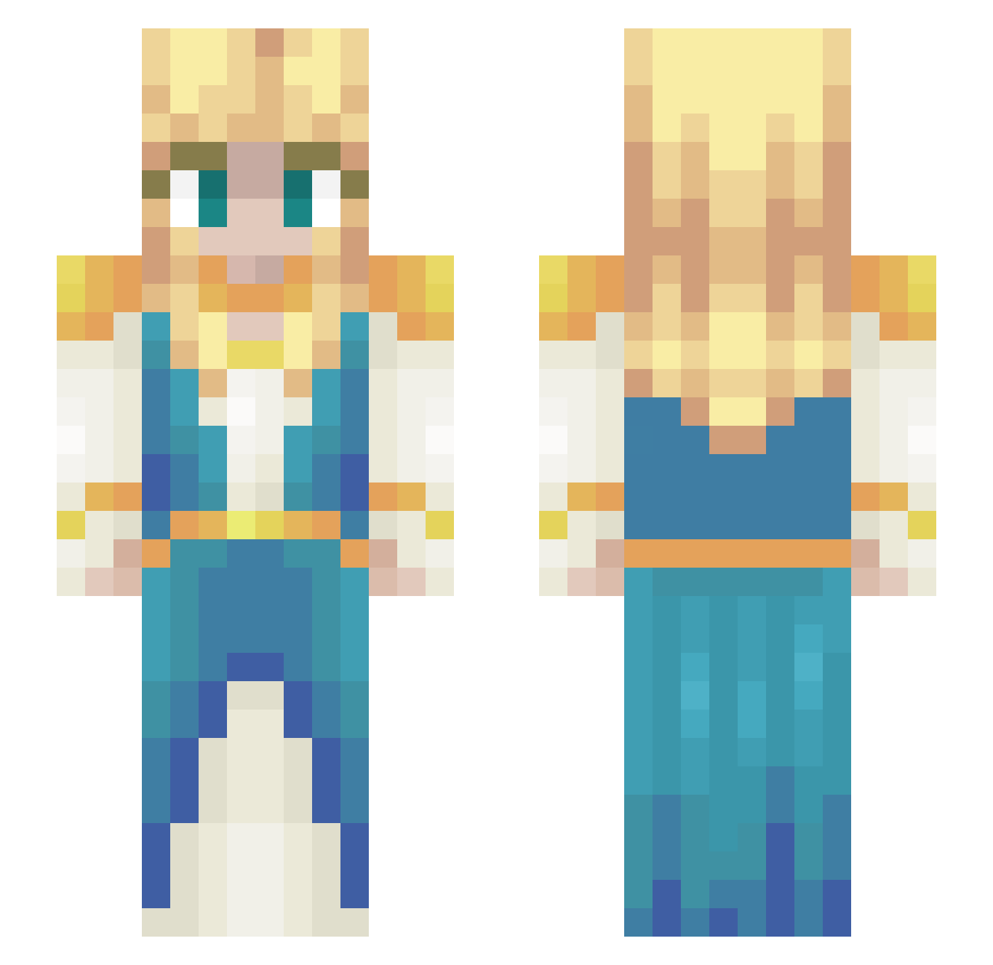 Aarde Minecraft skin, front and back view