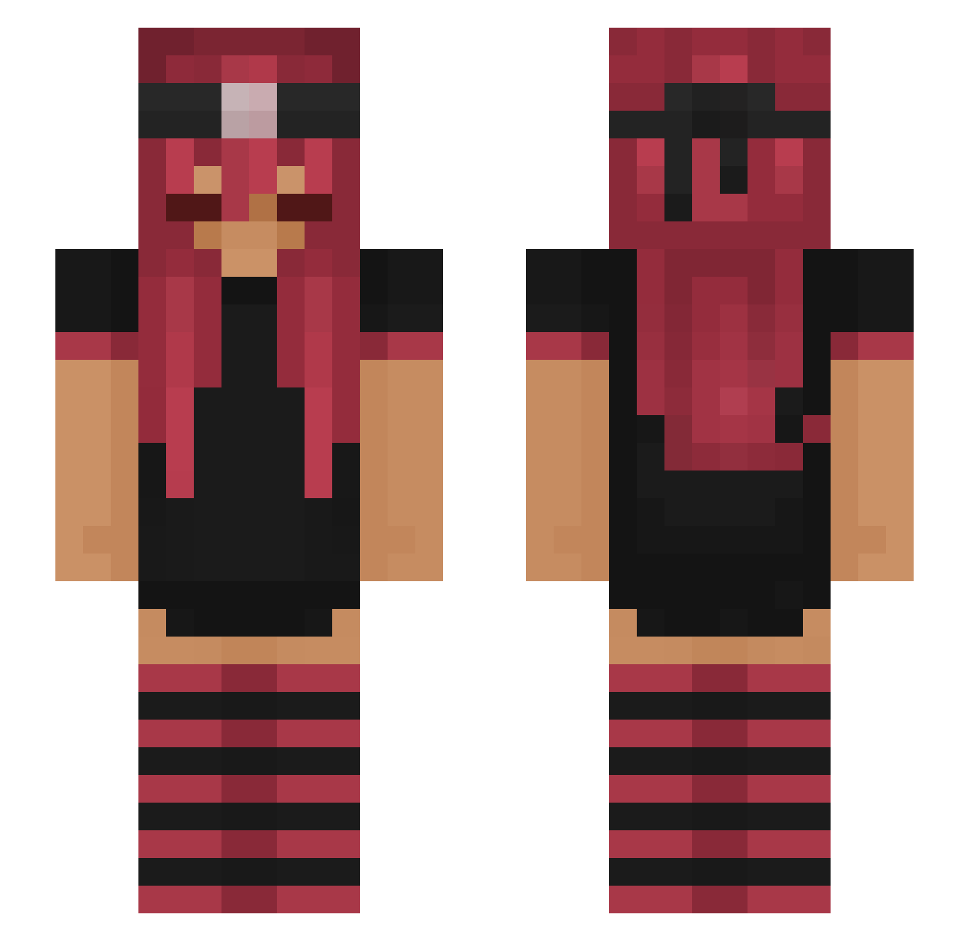 RoseRed2454 Minecraft skin, front and back view