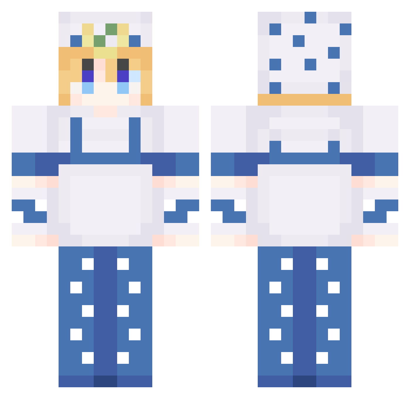 Harlow_p Minecraft skin, front and back view