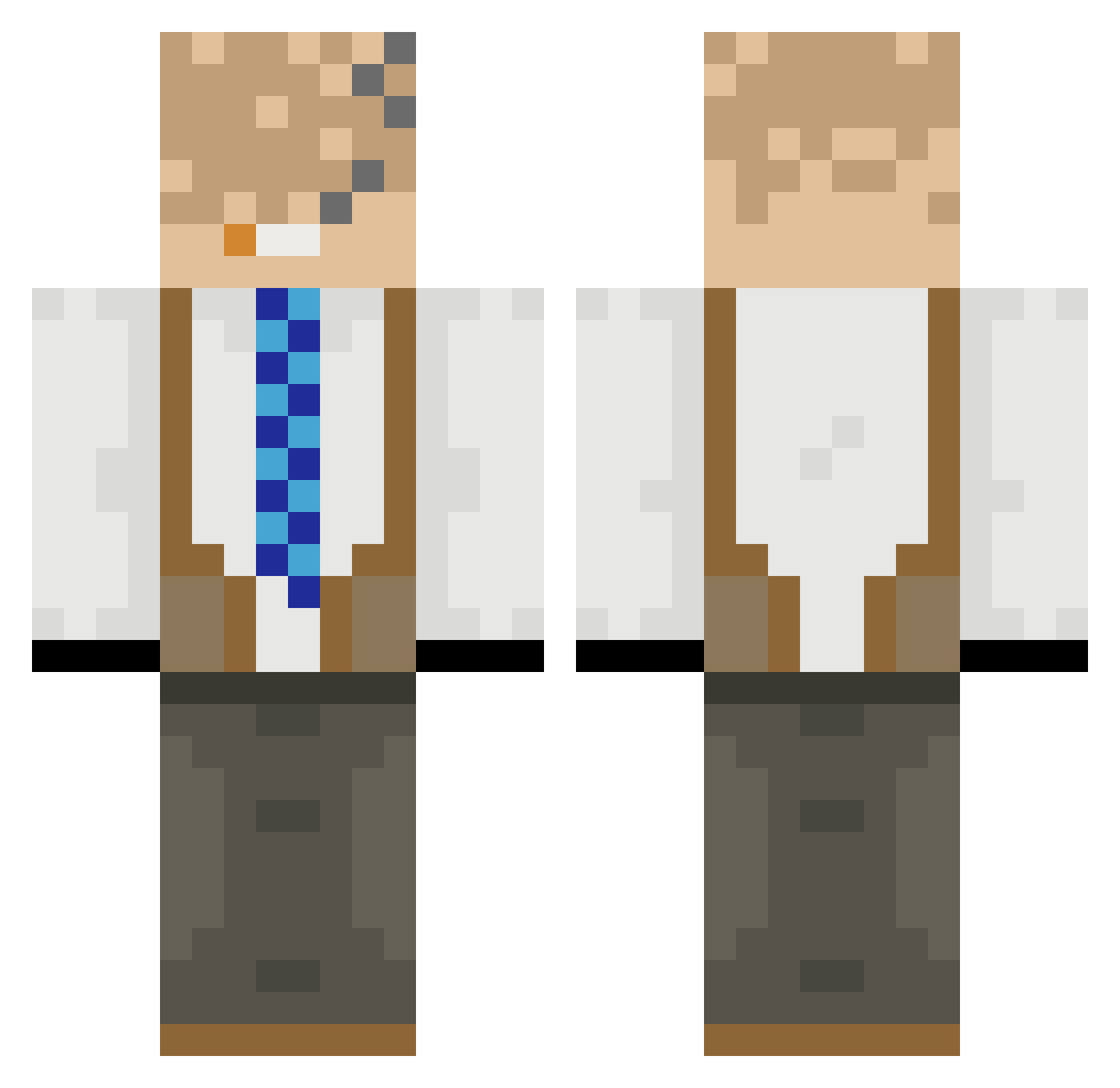 SilverTat Minecraft skin, front and back view