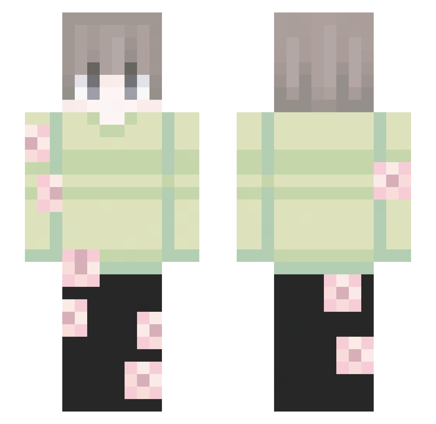 Shuiox Minecraft skin, front and back view