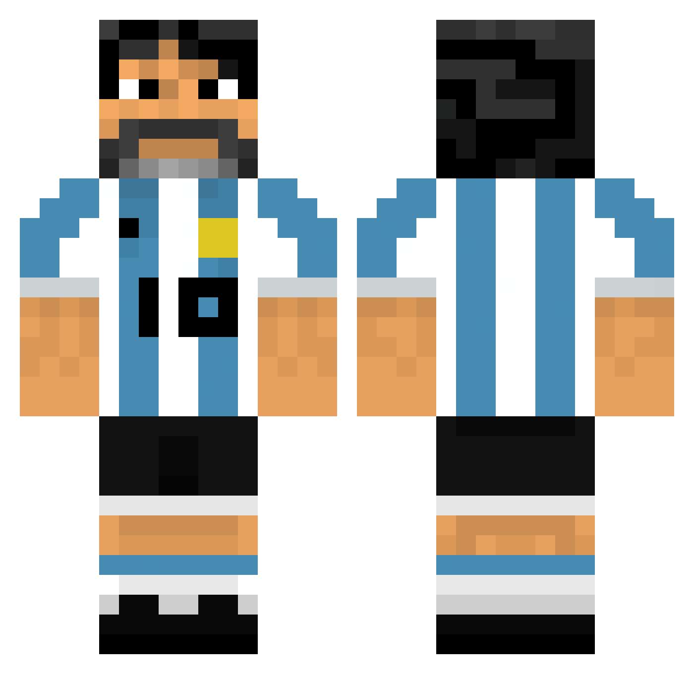 okkekw Minecraft skin, front and back view