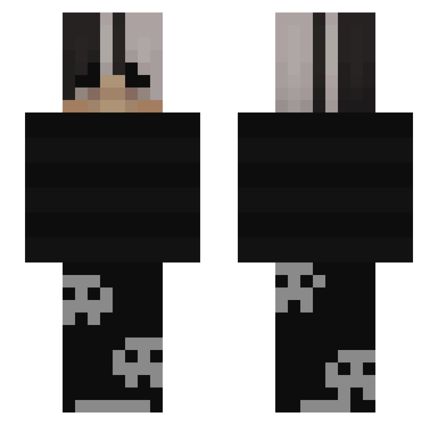kryqtix Minecraft skin, front and back view