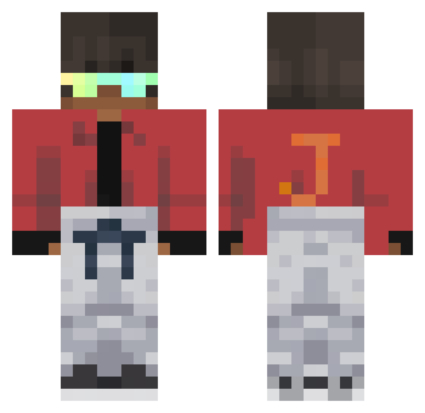 VortexX_PaPie Minecraft skin, front and back view