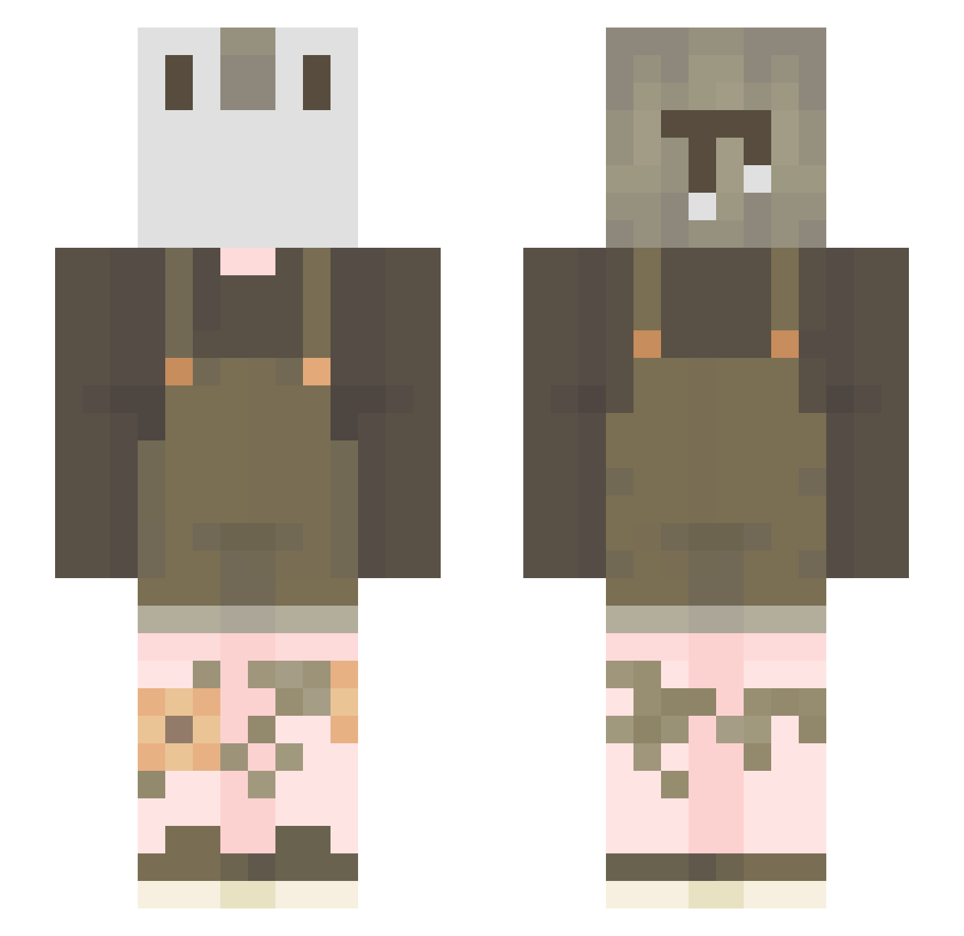 WolfieBean Minecraft skin, front and back view