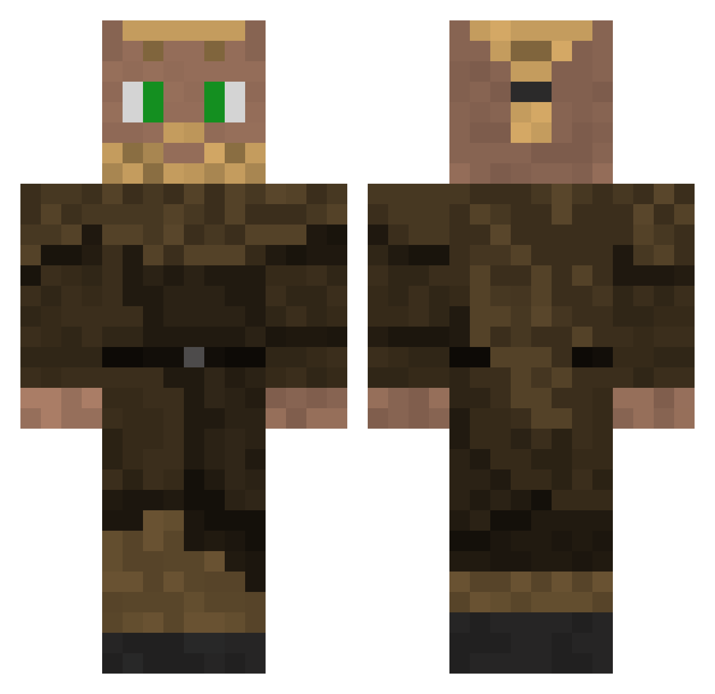 schlQrp Minecraft skin, front and back view