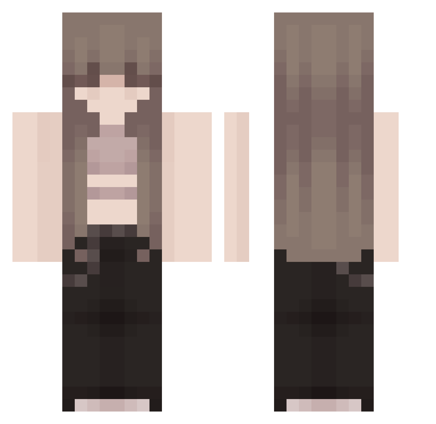vannafufu Minecraft skin, front and back view