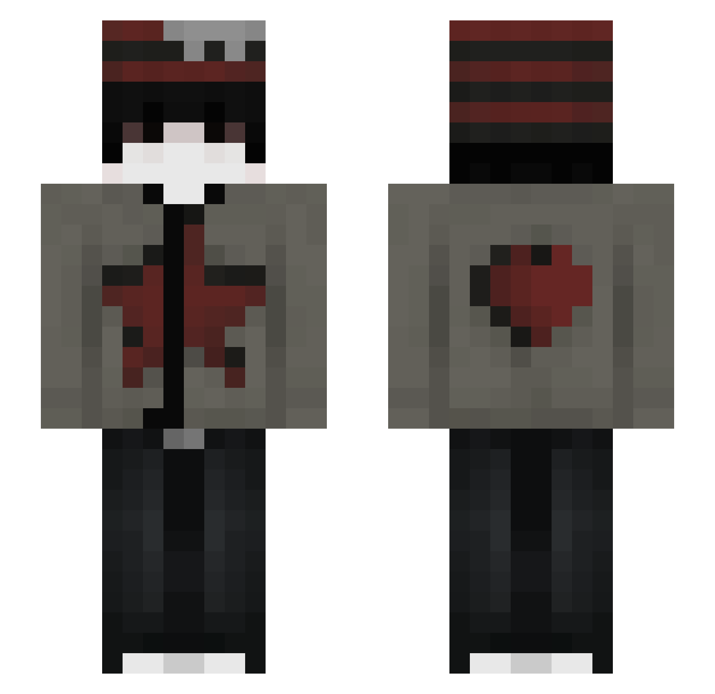 UnlikeMe Minecraft skin, front and back view
