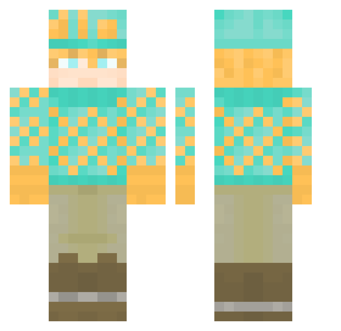 Dorakkuuu Minecraft skin, front and back view