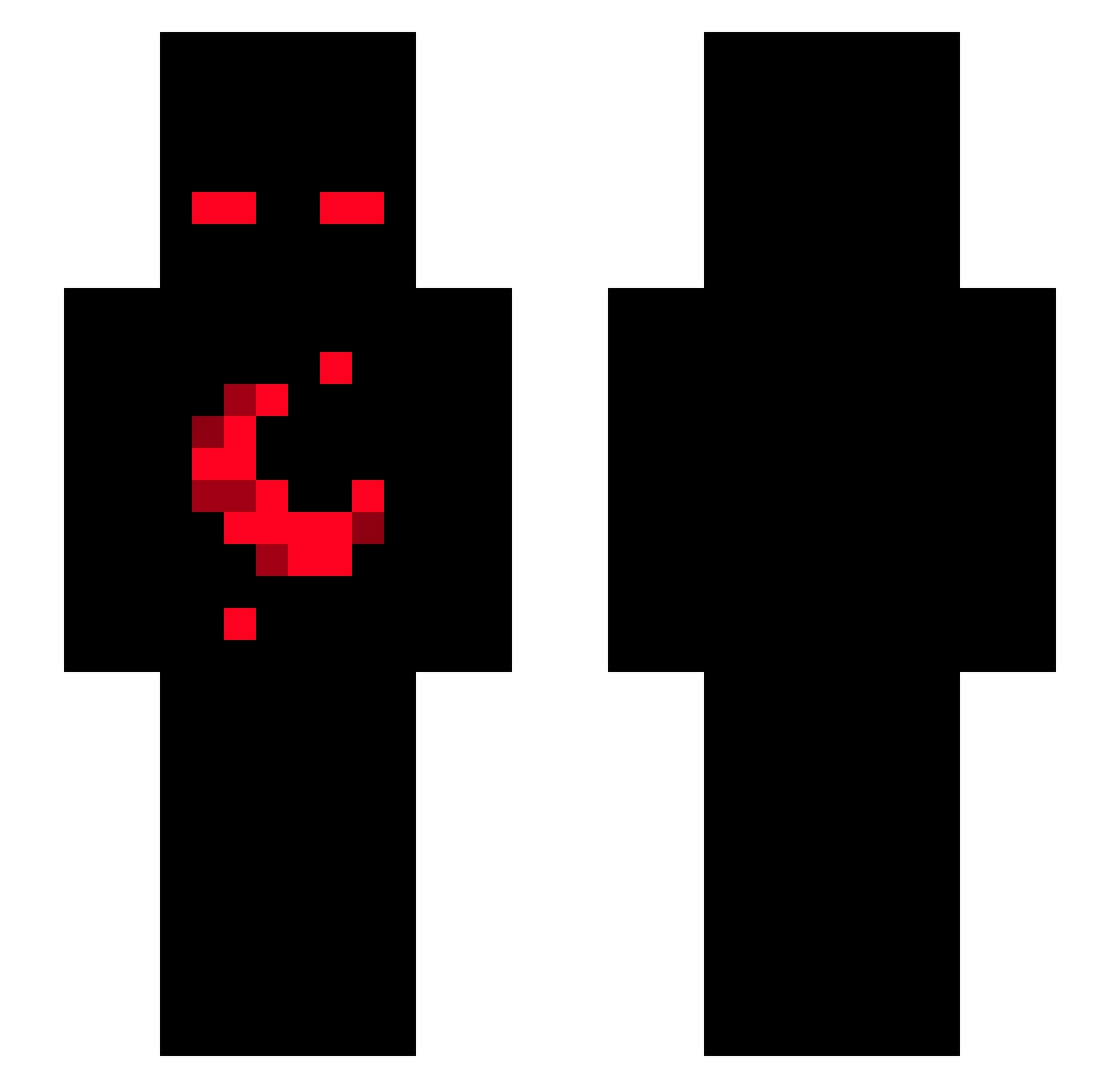 T68se Minecraft skin, front and back view