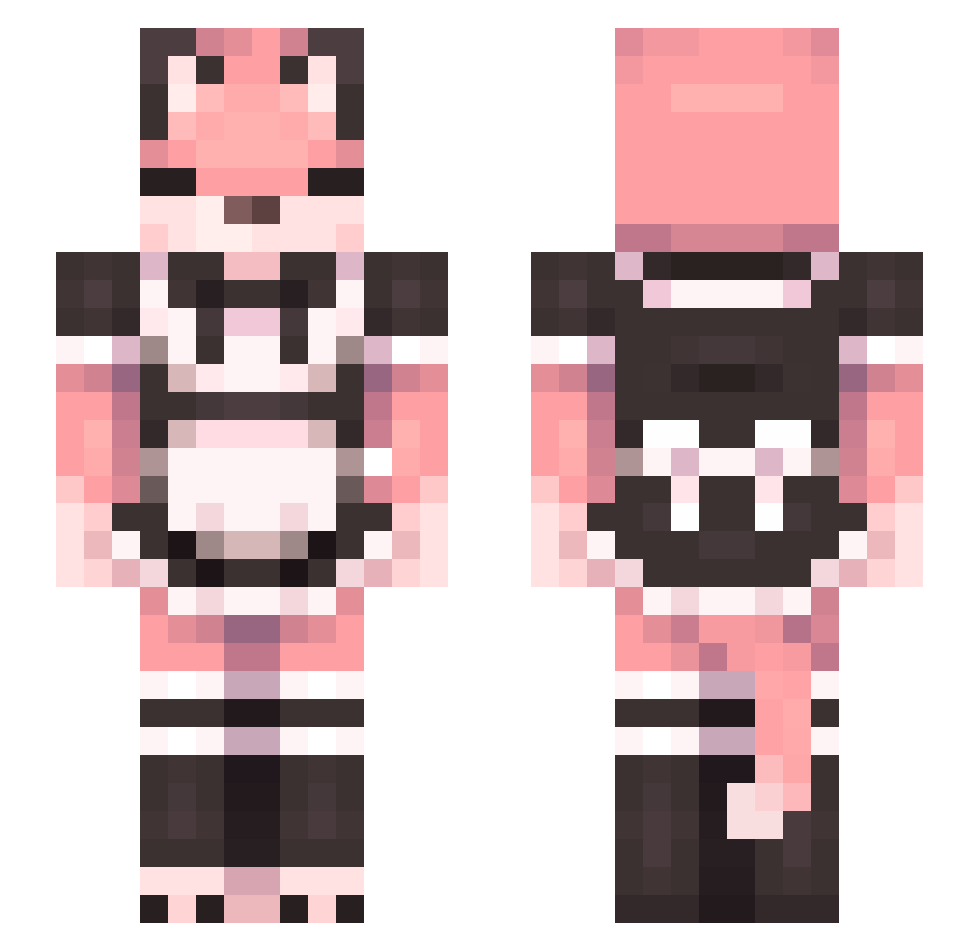 Outyc Minecraft skin, front and back view