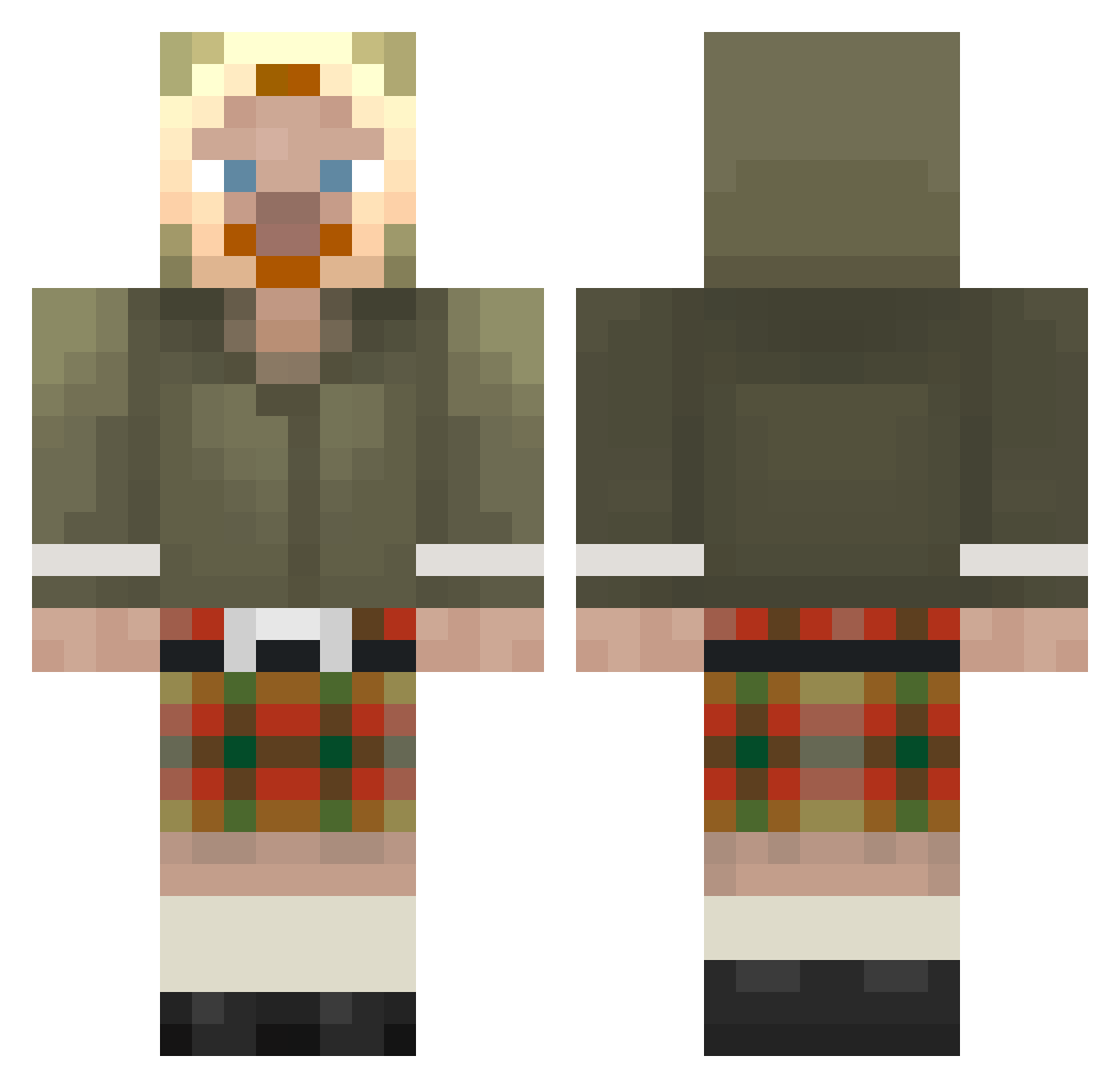 Retro_R Minecraft skin, front and back view