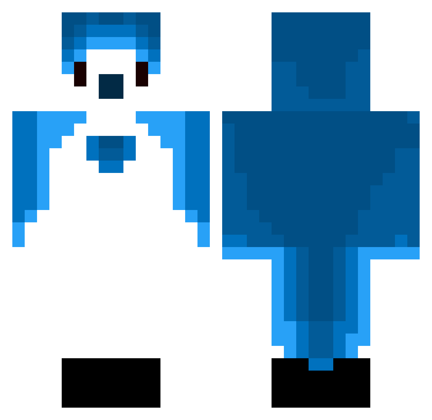 AlarmingSquid64 Minecraft skin, front and back view