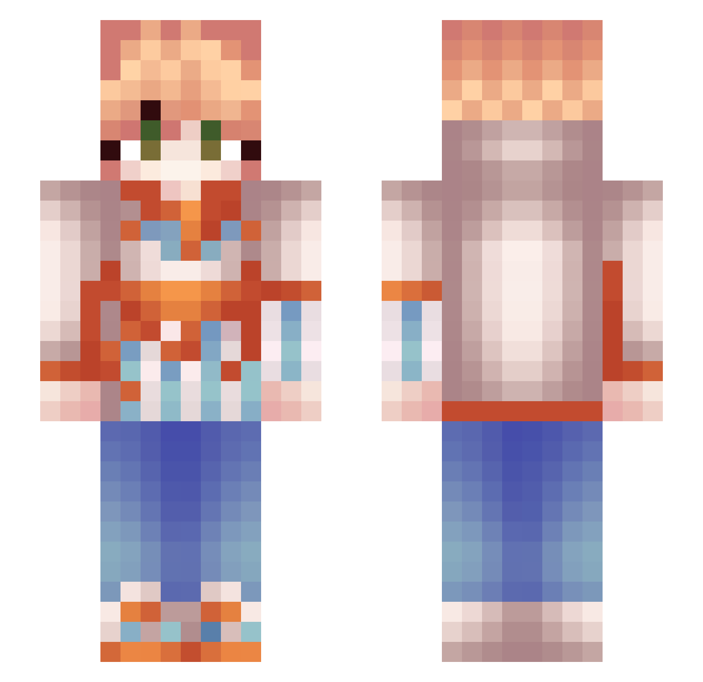 RamenKatze Minecraft skin, front and back view