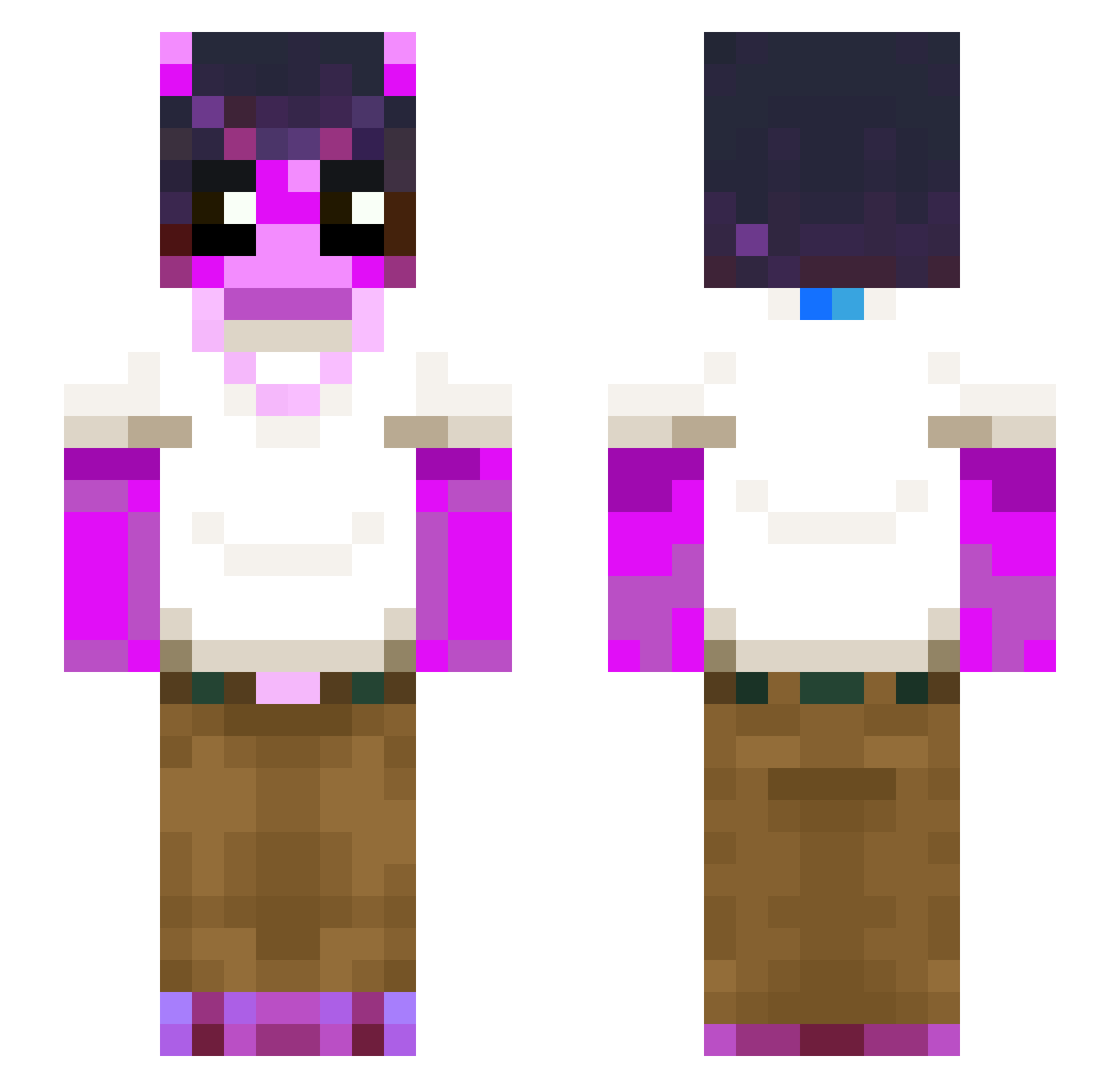 LushDVD Minecraft skin, front and back view