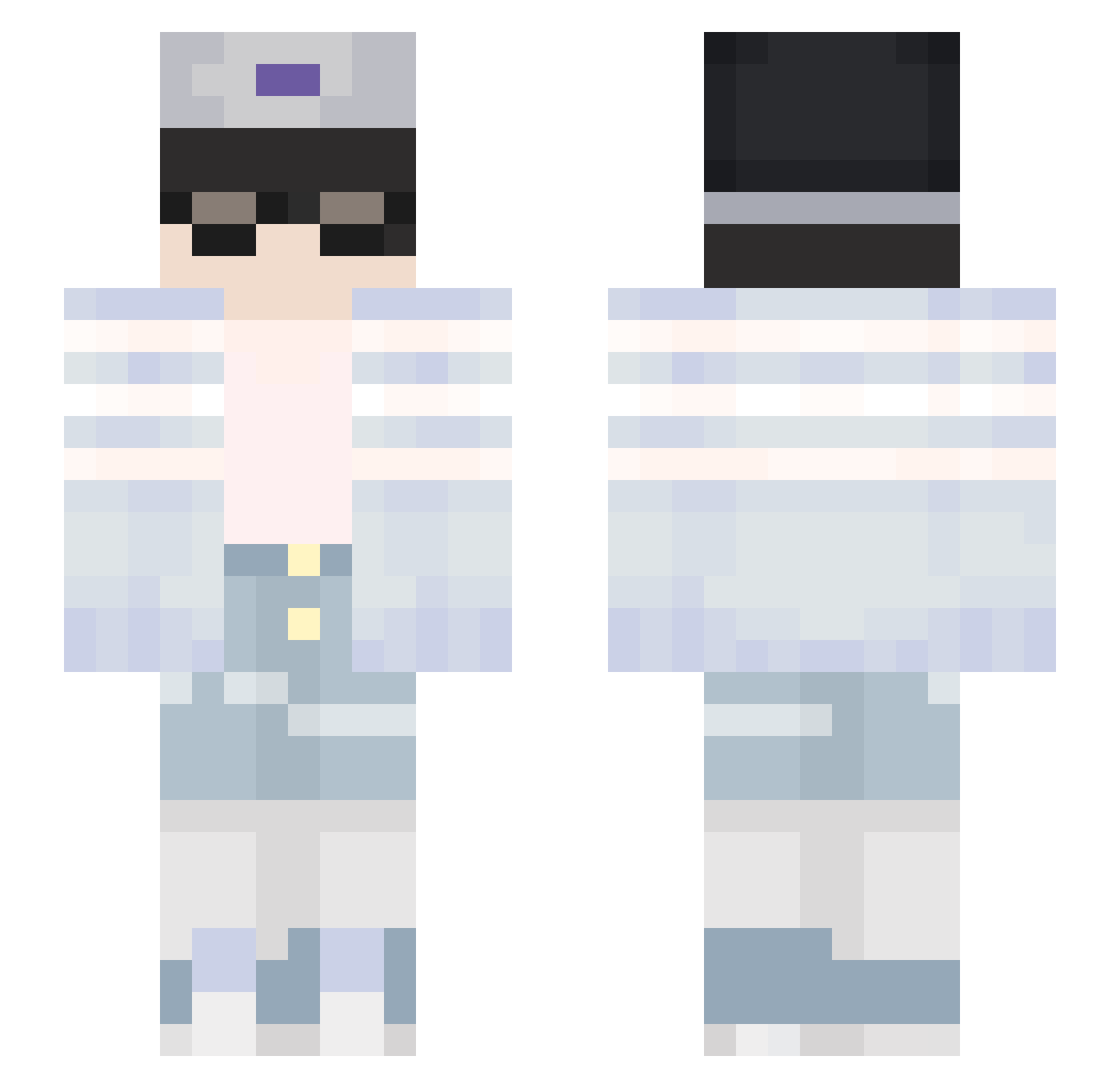aceita Minecraft skin, front and back view