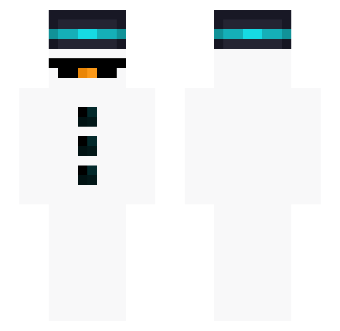 SnowPLasma Minecraft skin, front and back view