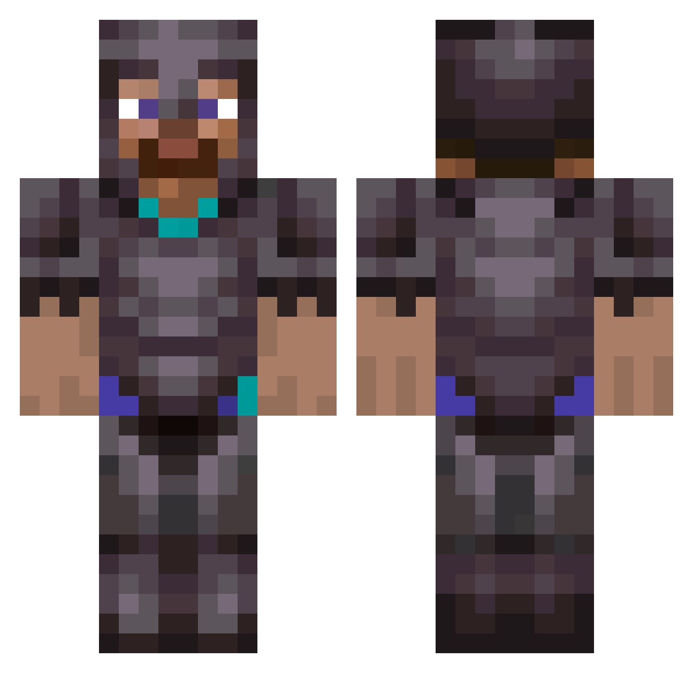 worberwil Minecraft skin, front and back view