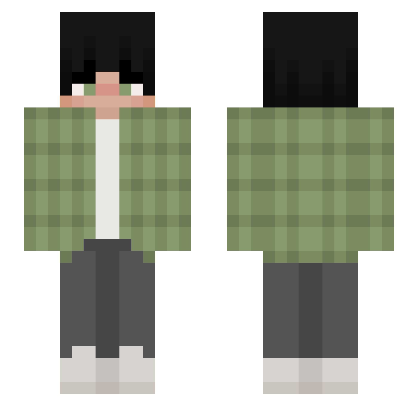 Stretchmarks Minecraft skin, front and back view