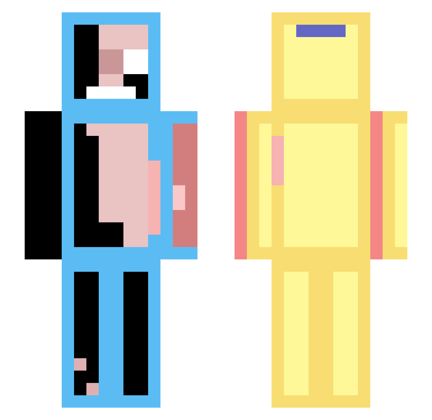 RedStoneOwen Minecraft skin, front and back view