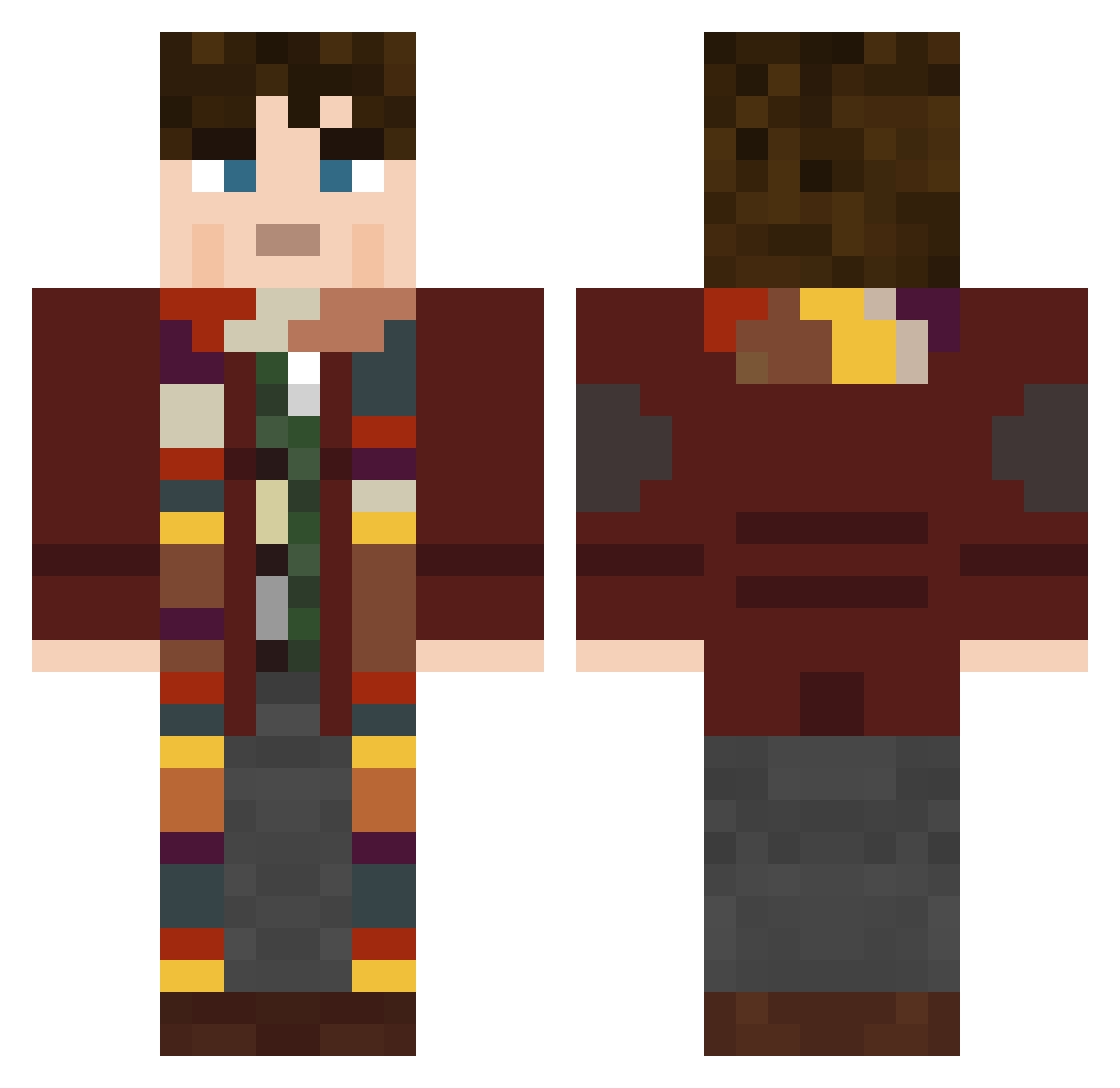 AllPlayNoWork Minecraft skin, front and back view