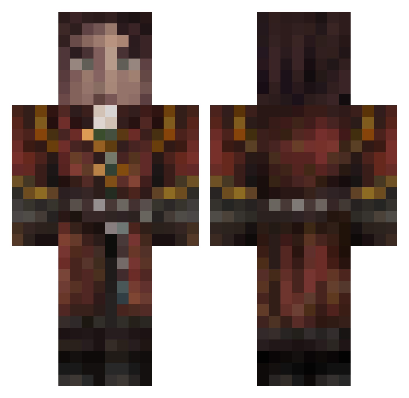 Tide1 Minecraft skin, front and back view