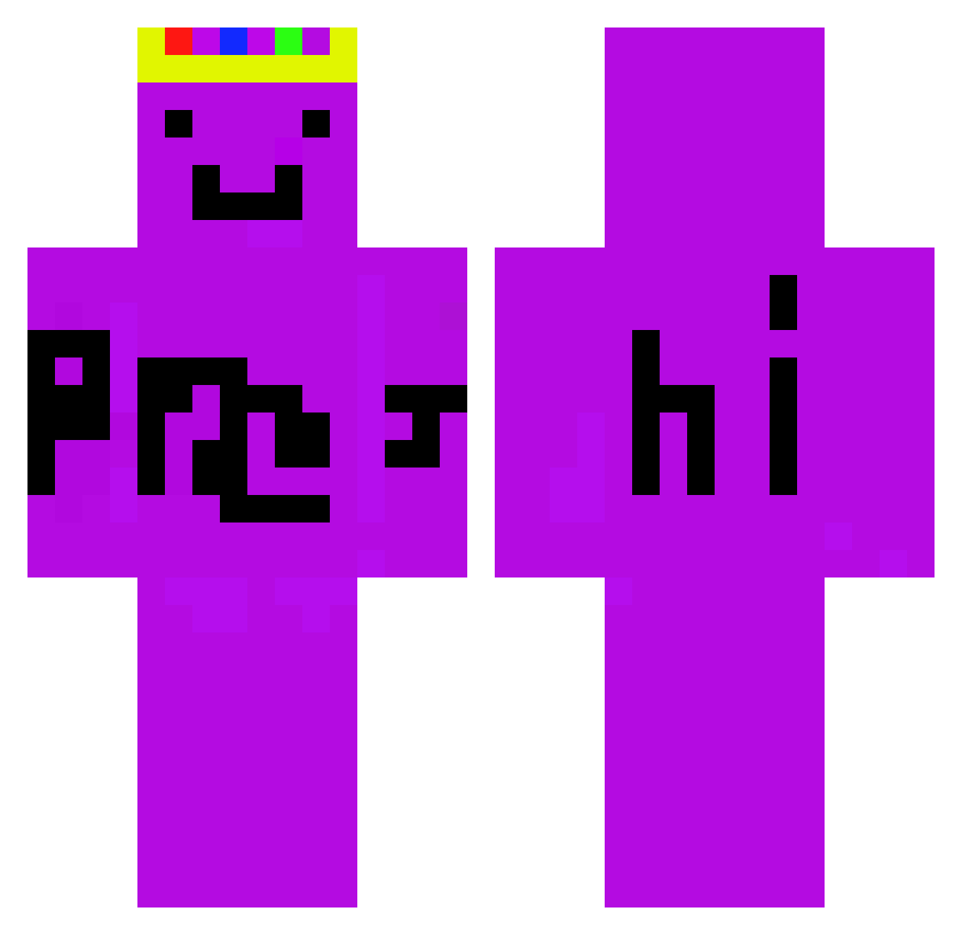 PurplePuck16 Minecraft skin, front and back view
